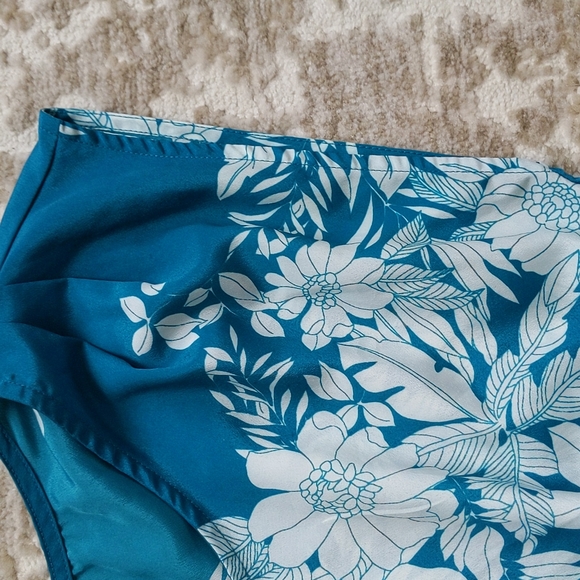 Forever 21 Floral Tassel Tie Semi-Sheer Dress Small Teal - Picture 9 of 16